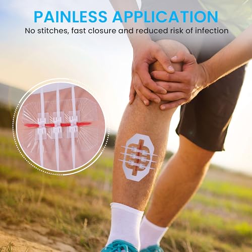 Wound Closure Strips, Zip Stitch Laceration Closure Kit, 6PCS 3-Straps