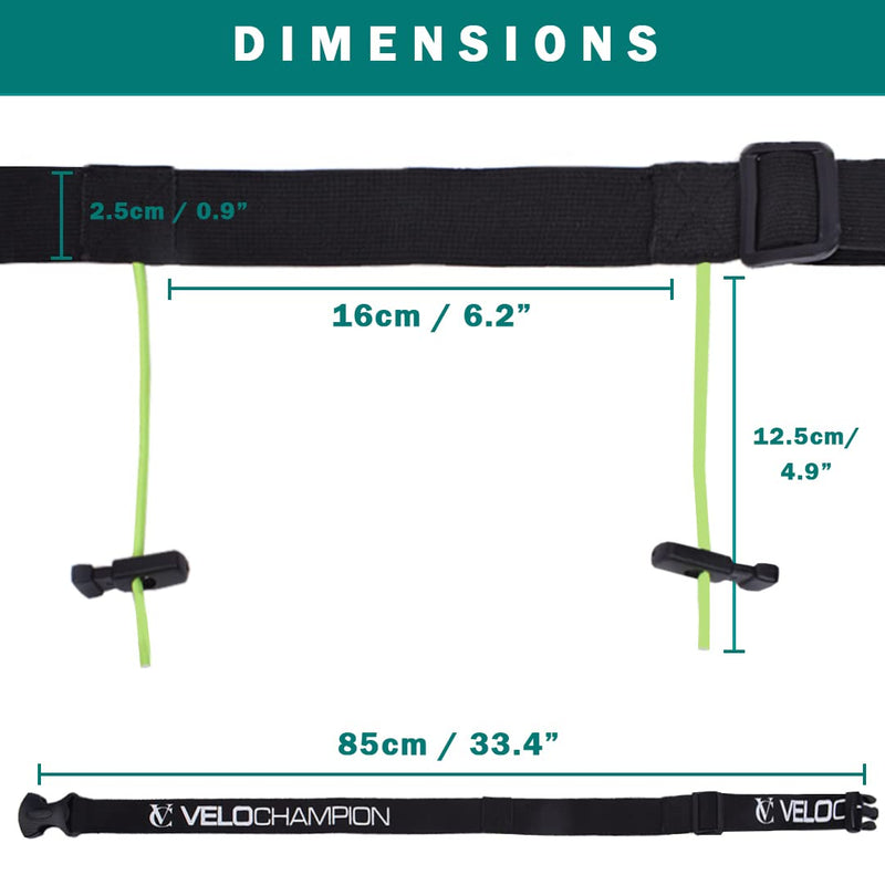 VeloChampion Running Waistpack Belt – Elastic Stretch Fit with Clip Fastening for Triathlon, Marathon, Cycling & Race Number Holder 2 Adult S/M