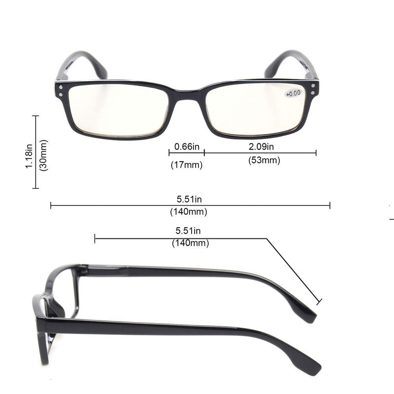 Kerecsen Computer Glasses 2 Pair UV Protection, Anti Blue Rays, Anti Glare and Scratch Resistant Computer Reading Glasses Black 1.5 x - BeesActive Australia