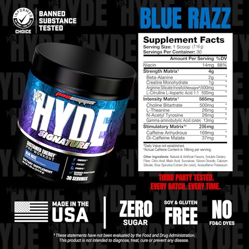 ProSupps Mr. Hyde Signature Pre Workout Powder with Creatine, Blue Razz 30 Servings (Pack of 1)