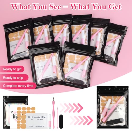 20 Sets 8-in-1 Press On Nail Prep Kit, Nail Prep Application Disposable Kit Black