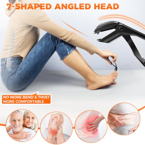 DRMODE Toenail Clippers for Seniors Thick Toenails, Angled Head Wide Jaw Black Big