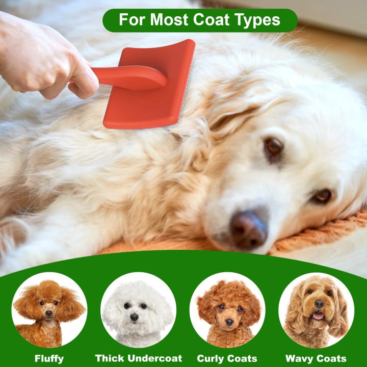 Dog Slicker Brush, Doodle & Poodle Grooming Brush with Stainless-steel Comb, Large Dog Brush for Goldendoodles, Labradoodles, Golden Retriever and Poodles to Remove Tangles, Undercoat & Mats Orange - BeesActive Australia