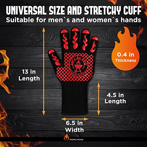 BBQ Grill & Oven Gloves 1472°F Heat Resistant | Storage Case & Gift Box Red