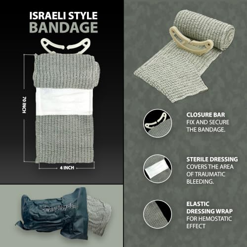ASA TECHMED 5 Pack Emergency Trauma 6" Israeli Style Bandage - Combat Military Style Battle Wound Dressing First Aid IFAK