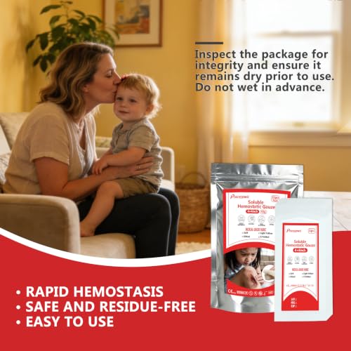 Soluble Hemostatic Gauze,4"X4" Quick Clot Combat Gauze Pads Pack of 10