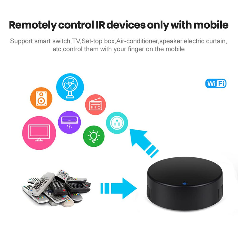 Smart IR Remote Control: Universal WiFi Infrared Remote Control with Temperature Humidity Sensor, App&Voice Control, 3in1 WiFi Thermometer Hygrometer, Compatible with Alexa, Google Assistant