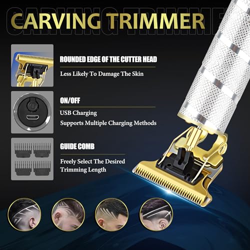 Hair Clippers for Men with LED Display, 4-in-1 Cordless Grooming Kit with Beard Trimmer, Foil Shaver & Nose Trimmer, Rechargeable Electric Hair Clipper Set for Home Barber, Personal Care & Gift