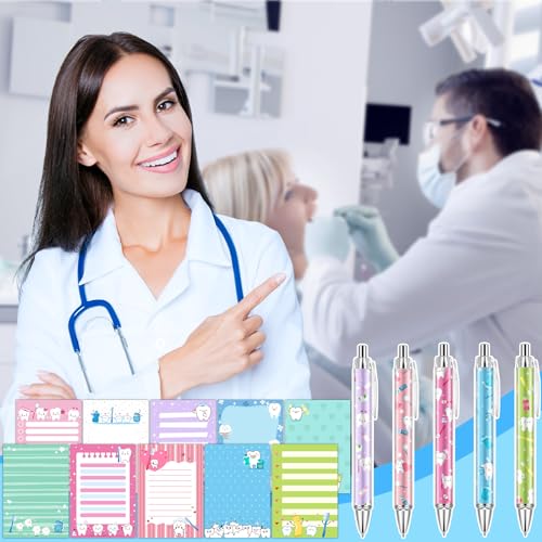 60Pcs Dental Assistant Gifts Dental Pens and Notepad Set Teeth