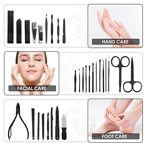 WOAMA 30-Piece Manicure Set Pedicure Kit Professional Nail Clipper Set Stainless Steel Manicure Kit Nail Kit for Women Men - Black 30 piece set