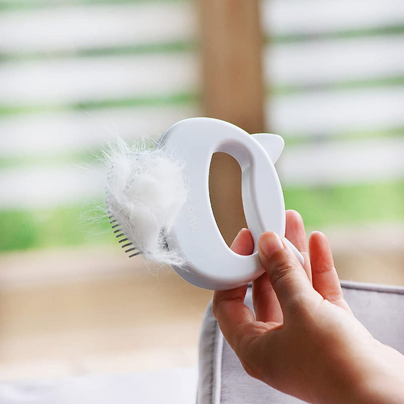 Leo's Paw The Original Pet Hair Removal Massaging Shell Comb Soft Deshedding Brush Grooming and Shedding Matted Fur Remover Dematting tool for Long and Short Hair Cat Dog Puppy Bunny (White) White - BeesActive Australia