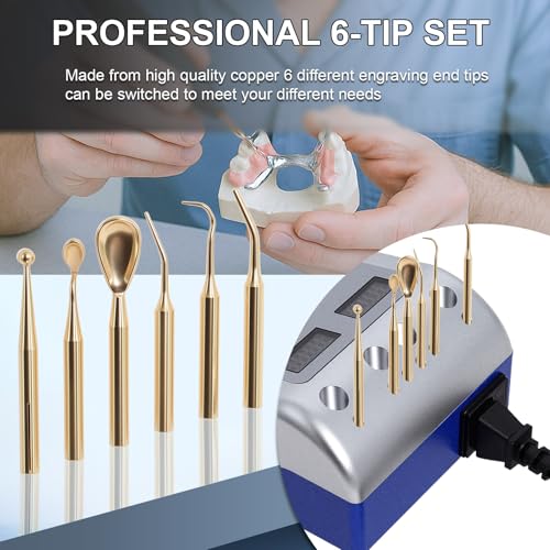 Dental Electric Wax Carver, Dual-Pen Wax Carving Pen Knife with 6 Wax Tips