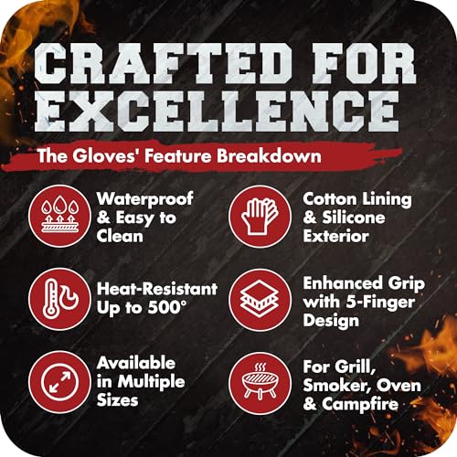 KITCHEN PERFECTION Silicone Smoker Oven Gloves -Extreme Heat Resistant BBQ Gloves-Handle Hot Food Right on Your Grill Fryer&Pit|Waterproof Grilling Cooking Baking Mitts |Superior Value Set +2 Bonuses Green One Size