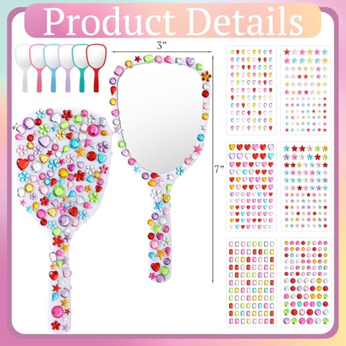 Wonderjune 24 Pcs Hand Mirror Craft Kit for Girl, Back to School Party Gift