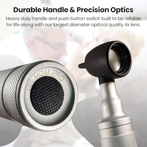 5th Gen Dr Mom Professional Otoscope - Full-Size with Our Largest Lens, Complete with Batteries and Hard Travel Case 1 Count (Pack of 1)