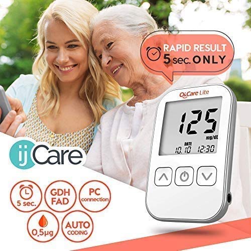 Oh’Care Lite Blood Sugar Test Kit – Blood Glucose Meter with Strips and Lancets, Lancing Device, Log, and Case - One Touch Eject Glucometer (50 Strips & 50 Lancets)