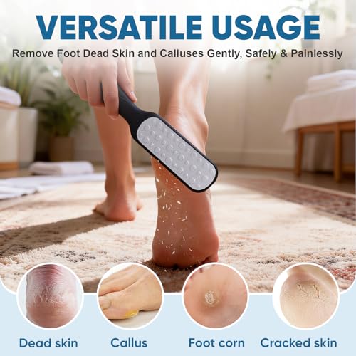 TEAWOO 3 Pack Foot Files Callus Remover, Stainless Steel Foot Rasp and Foot Scrubber, Professional Pedicure Tools for Dead Skin, Hard Skin and Calluses Removal 3p