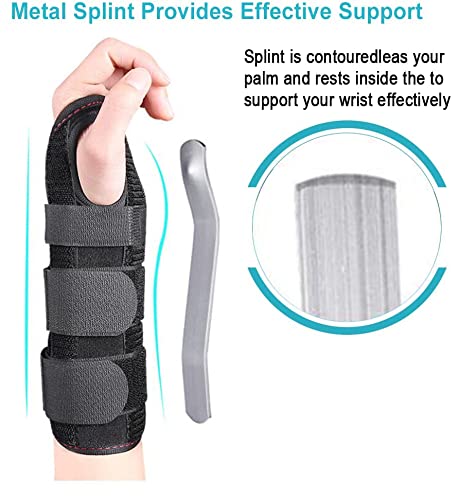Carpal Tunnel Splint Brace, Adjustable Night Sleep Wrist Support Brace with Aluminum Bar, Hand Support Wrist Splint for Men Women Tendinitis Arthritis Joint Pain Relief, Fits Left and Right Hand