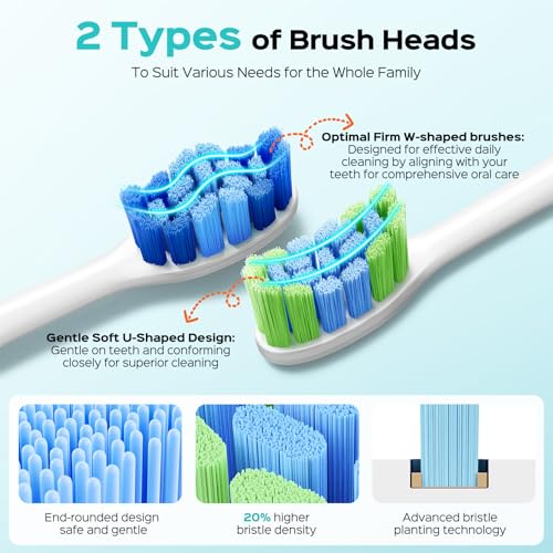 COSLUS C30 Electric Toothbrush for Adults & C60 Rechargeable Rotating Electric Toothbrush for Deep Clean Black White 2Pcs