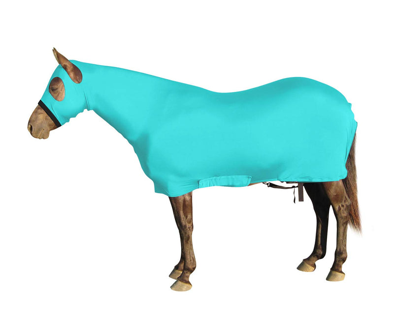 Lycra Full Body Horse Sheets with Neck Cover Mini Horse Medium Mini Horse Caribbean Blue - BeesActive Australia