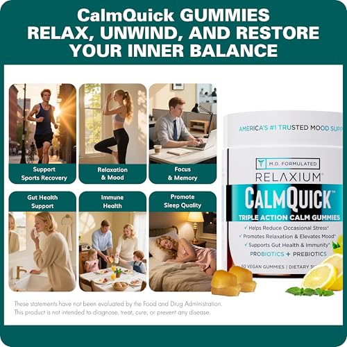 Relaxium Calm Gummies - Calm, Gut Health + Immune Support, Developed in The USA, with Vitamin B6, Magnesium, L-Theanine + Prebiotic & Probiotic Blend, Lemon Flavor, 60 Gummies (Pack of 2) 60 Count (Pack of 2)