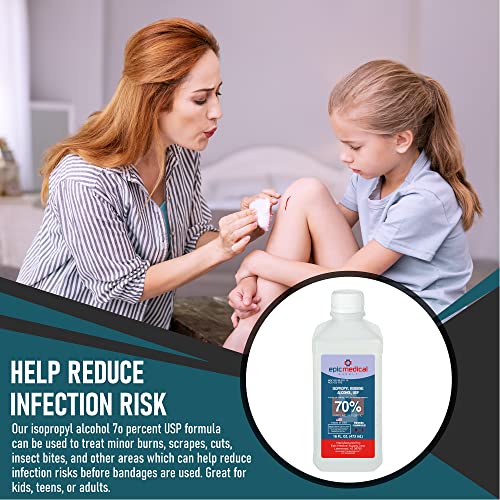 70% Isopropyl Alcohol 70 Percent Rubbing Alcohol 70 Percent USP, 16 oz. Bottle, Multipurpose First Aid Antiseptic for Minor Wounds, Cuts, Scrapes and Burns | Home Cleaning and First Aid Tool (1) 1