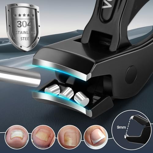 Nail Clippers for Seniors, Heavy Duty Stainless Steel Nail Clipper for Ingrown Toenails, Wide Opening Sharp Blade for Men, Women, Travel & Home Use Black(BC)