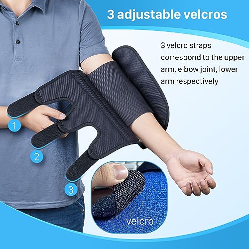 Cubital Tunnel Elbow Splint, Ulnar Nerve Night Brace, for Women & Men, Arm Elbow Splint Support for Left and Right, Built-in 3 Support Plates -S/M S/M
