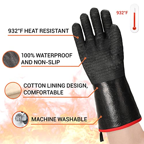 Schwer Heat Resistant BBQ Glove for Oven & Fryer Smoker, CR8000, 14inch 1 Pair