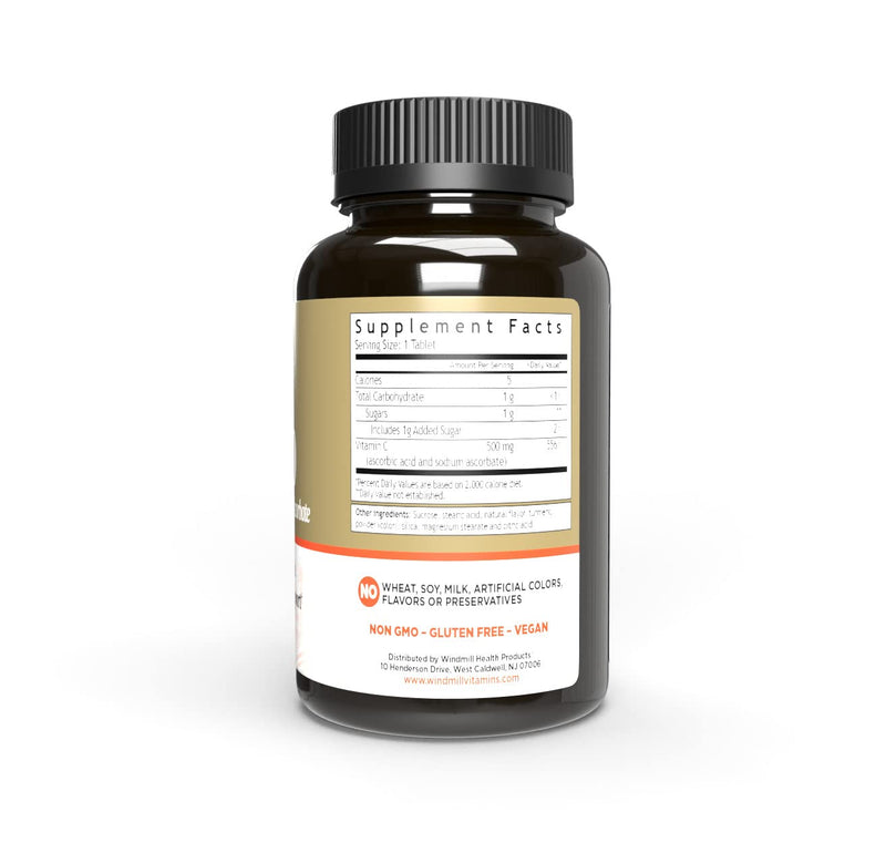 Windmill Health Products Chewable Vitamin C-500, Immune System Support, Potent Antioxidants, 90 Tablets, 90 Count 90 Count (Pack of 1)