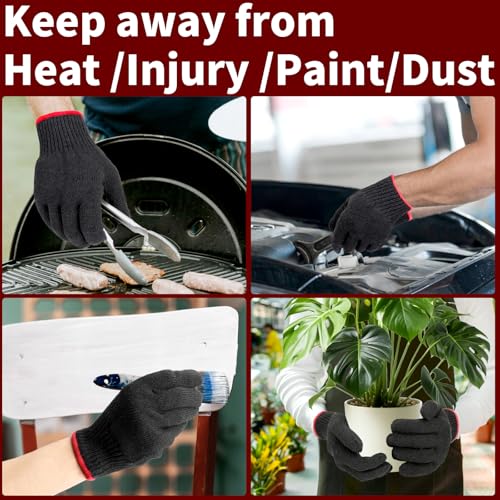 12 Pairs Black Gloves Men Women, Cooking Gloves for BBQ, Cooking, Grilling, Oven, Heat Resistant, Mechanics, Welding, Gardening Field Dressing Safty Work Gloves Bulk, Medium M(12 Pairs)