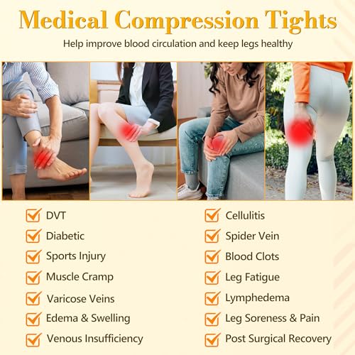 Medical Graduated Compression Tights, 20-30 mmHg Support Pantyhose Large Black