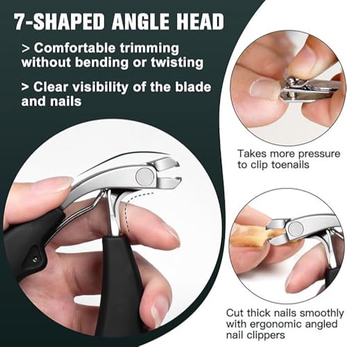 Toenail Clipper and Fingernail Clipper，Ergonomic Non-Slip Long Handle Nail Clippers for Seniors (Silver) Silver