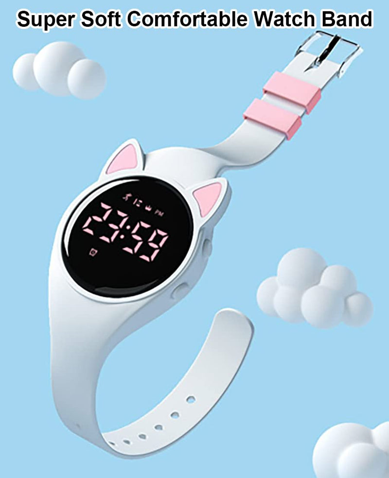 Fitness Tracker Pedometer Watch, No App No Phone Required, USB Charge 1 Hour for 20 Days Use, IP68 Waterproof Digital Watch with Alarm Clock Timer Distance Step Tracker for Kid Teen Boys Girls White+Pink - BeesActive Australia