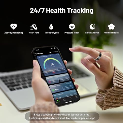 Smart Ring for Women & Men, IP68 Health Fitness Tracker (Pink, 10) Pink