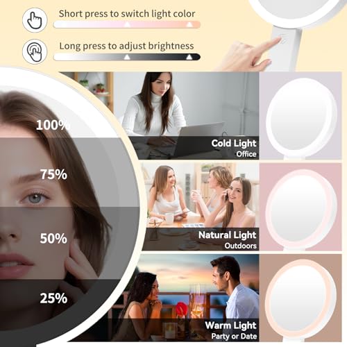 Travel Makeup Mirror with Lights, Rechargeable 30X/1X Magnifying Mirror White 5"L x 3"W