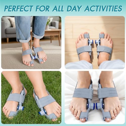 Upgrade Bunion Corrector for Women Big Toe & Men – Adjustable Knob Correction Pair, Big Toe Straightener & Toe Separators with Heel Strap, Extra Silicone Pads & Bonus Shoe Inserts