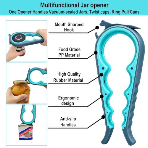 Otstar Jar Opener & Bottle Opener for Seniors with Arthritis, Weak Hands Blue and Grey 1 Pcs: 1 Jar opener