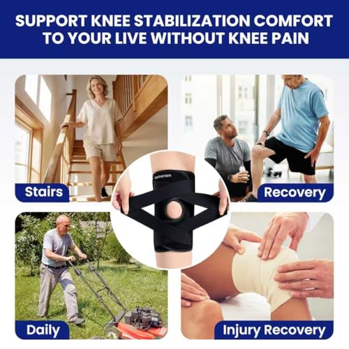 Galvaran Knee Brace for Men & Women - ACL, MCL, Meniscus Tear Support & Arthritis Pain Relief - Stabilizing Knee Braces Support with Side Stabilizers & Patella Gel Pad Black XX-Large