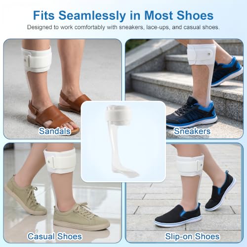 AFO Drop Foot Brace, Half Palm Foot Drop Splint, Medical Ankle Foot Orthosis, Lightweight Walking Support for Natural Gait, Fits in Shoes for Men and Women (Large, Right) Large