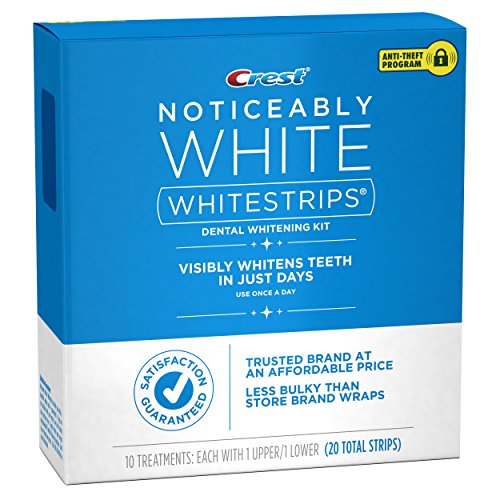 Crest 3D Whitestrips, Noticeably White, Teeth Whitening Strip Kit, 20 Strips (10 Count Pack) Unflavored 20 Count (Pack of 1)