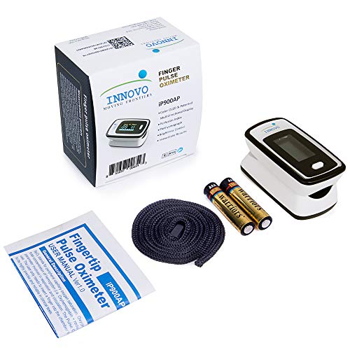 Innovo Deluxe iP900AP Fingertip Pulse Oximeter Blood Oxygen Saturation Monitor with Alarm, Plethysmograph and Perfusion Index without Bluetooth