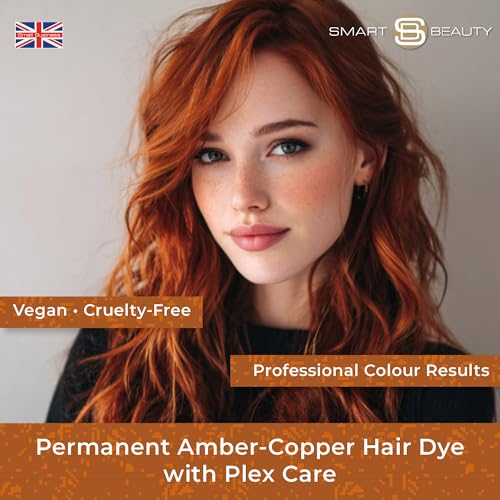 Smart Beauty Ginger Hair Dye, Permanent with Plex Anti-Breakage Technology, Copper Red, PPD Free, Vegan, Cruelty Free