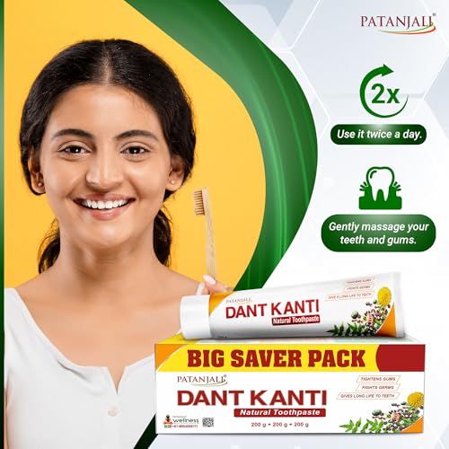 Patanjali Dant Kanti Natural Big Saver Pack 200g+200g+200g - Save 55/-
