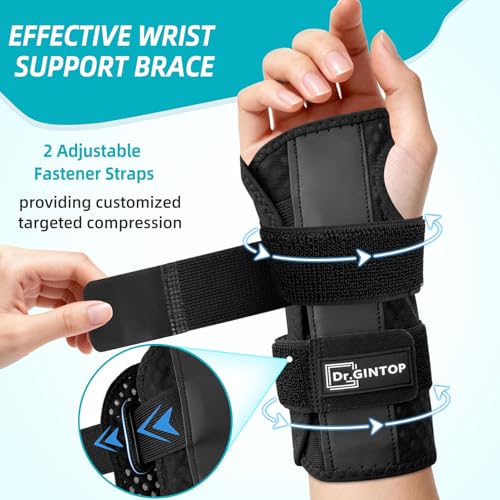 Carpal Tunnel Wrist Brace Night Support - Breathable Hand Brace Black-Right