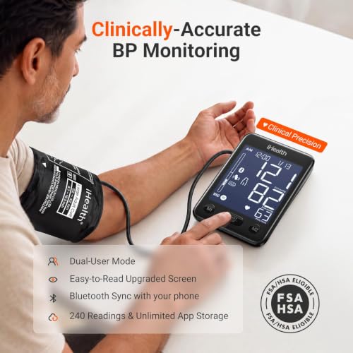 iHealth Accu Bluetooth Upper Arm Blood Pressure Monitor with Large Cuff Black