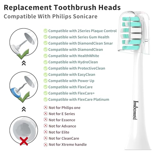Toothbrush Heads Compatible with Philips Sonicare Electric Toothbrush 4100,5100,6100,C1,C2,C3,G,W,Sonic Brush Head, Removing Dental Plaque, Soft Brush, White,10 Pack