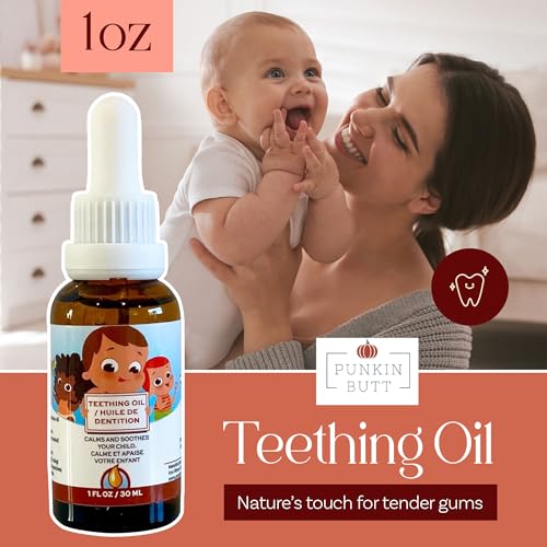 Punkin Butt Baby Teething Relief Bundle – 2-Pack with Herbal Teething Oil, Lavender Soothing Oil & Roll-On – Natural Infant Gum & Teething Pain Relief with Chamomile, Clove & Peppermint, Baby-Safe