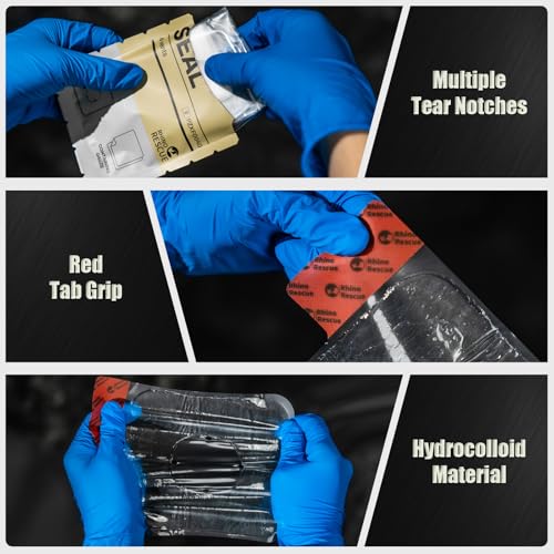 RHINO RESCUE Bundle-Vented Chest Seal, 4 Vents, Sterile Emergency Trauma Dressing, Occlusive Adhesive Pad+First Aid Splint 36" X 4.3" Orange-Gray, Keep Bones in Position