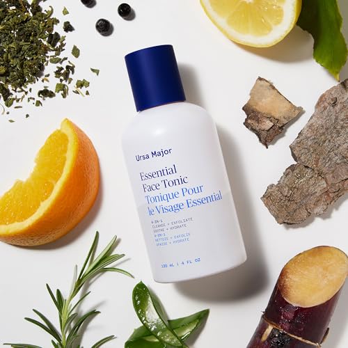Ursa Major Essential Face Tonic | 4-in-1 Natural Toner to Cleanse, Exfoliate, Soothe and Hydrate | Vegan, Cruelty-Free, Non-Toxic | 4 Ounces 4 Ounce (Pack of 1)